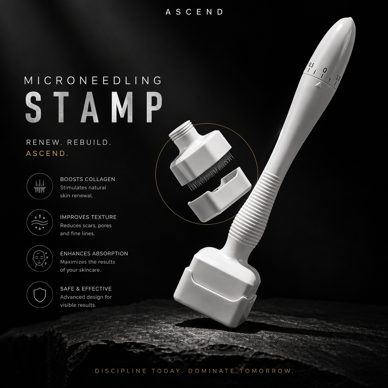 New 140A Adjustable Microneedle Derma Stamp 140 Pins Needles Derma Stamp Skin Care Home Use For Face Beauty Personal Care