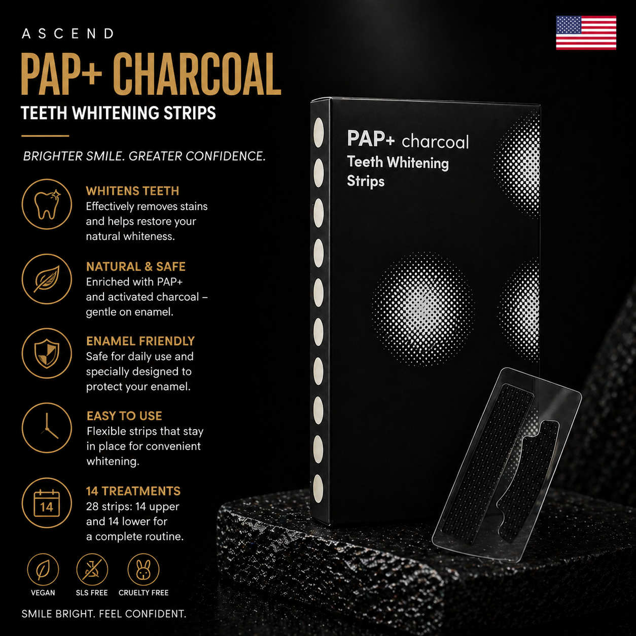 ASCEND PAP+ CHARCOAL WHITENING STRIPS™