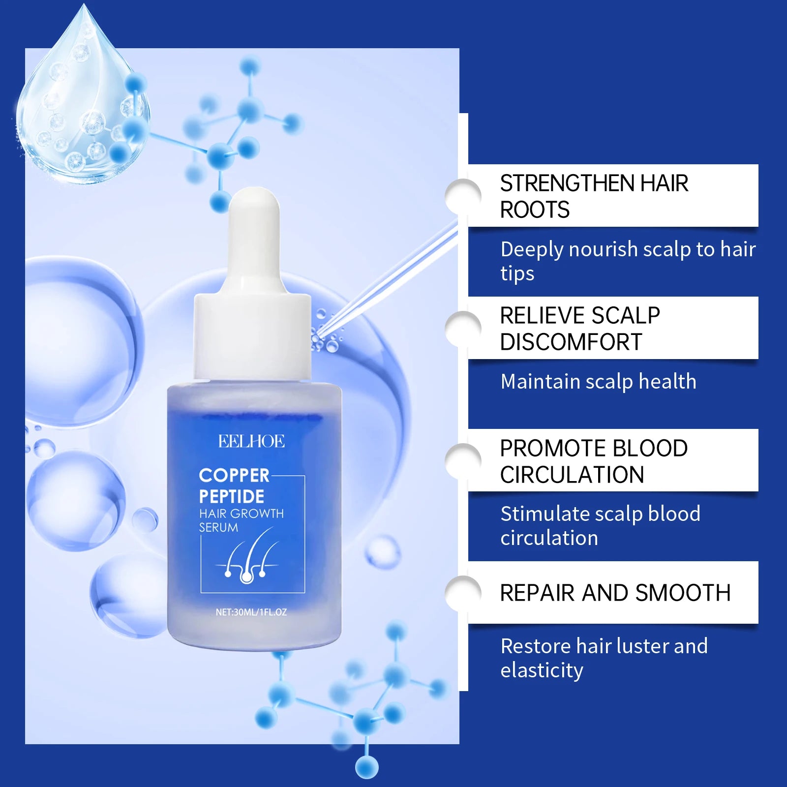 Blue Copper Peptide Hair Care Serum: A Hair Oil That Nourishes Frizzy Hair, Leaves It Smooth, Shiny and Hydrated.