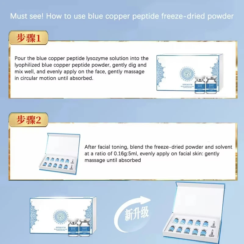 Blue Copper Peptide Skin Booster Ampoule Serum GHK‑Cu Polypeptide Hyaluronic Acid Firming Moisturizing Repair Kit